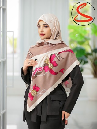 روسری سیا اسکارف پاپیونی صورتی کد C25837