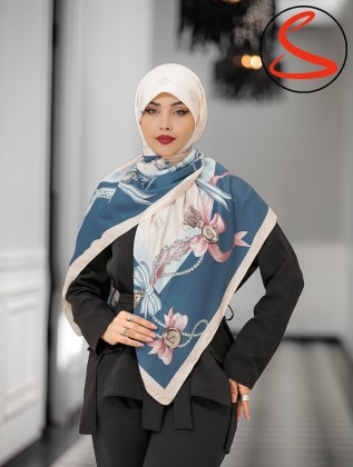 روسری سیا اسکارف پاپیونی آبی کد C25858