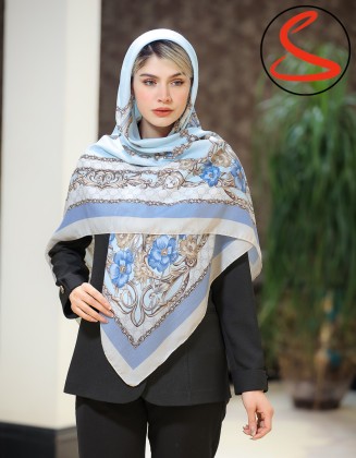 روسری سیا اسکارف گلدار آبی کد C25907