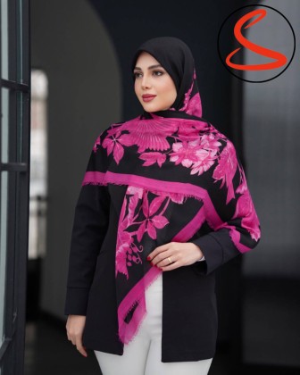 روسری نخی یونیک گلدار صورتی کد C26061