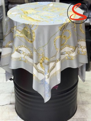 روسری ابریشم ژاکارد وارداتی طوسی کد C26187