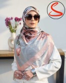 روسری ابریشمی گلدار گلبهی کد C26495